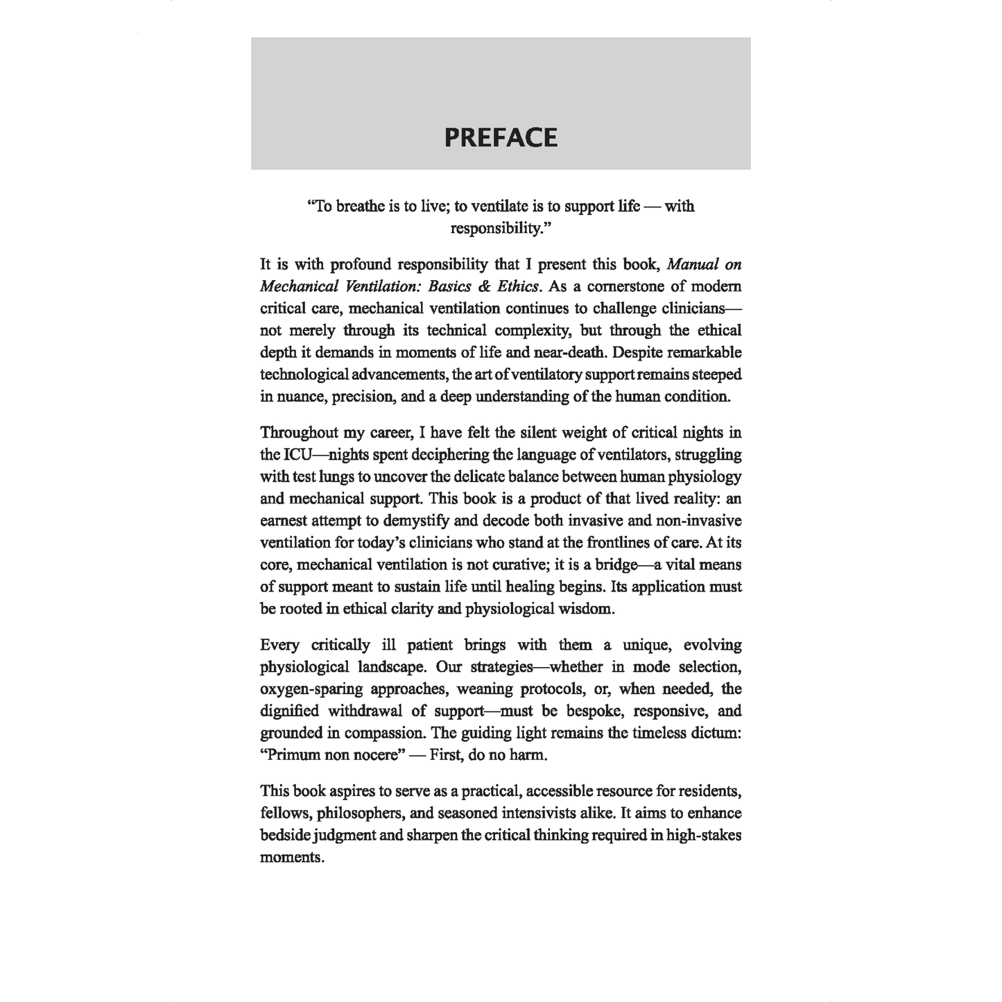 Manual on Mechanical Ventilation: Basics and Ethics
