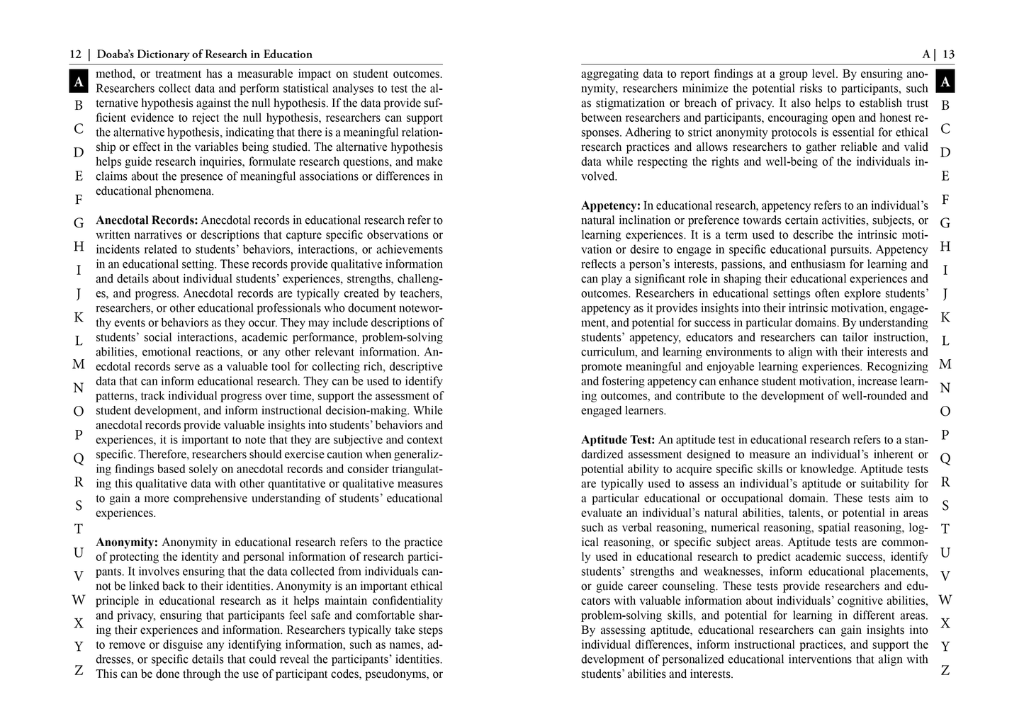 Doaba's Dictionary of Research in Education