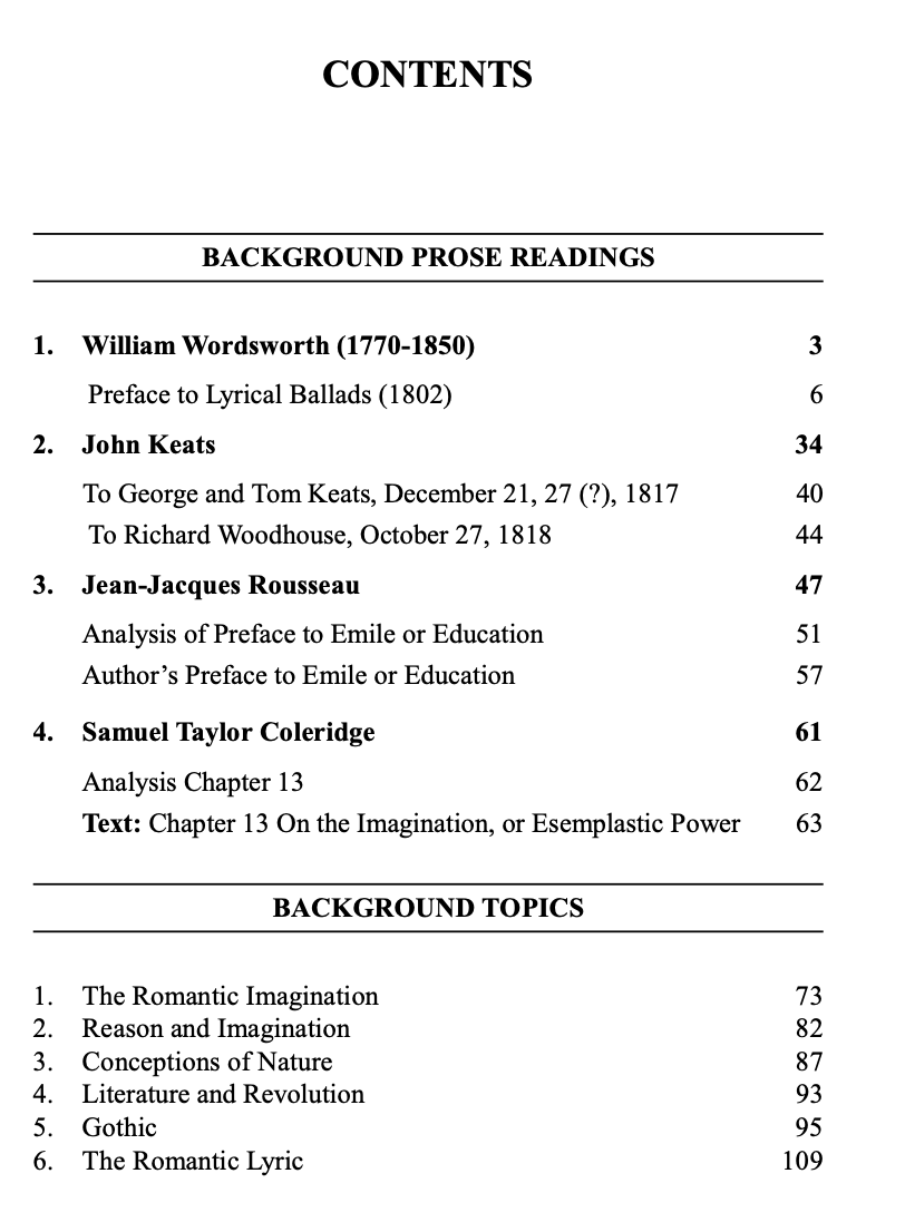 British Romantic Literature (Background Reading and Topics)