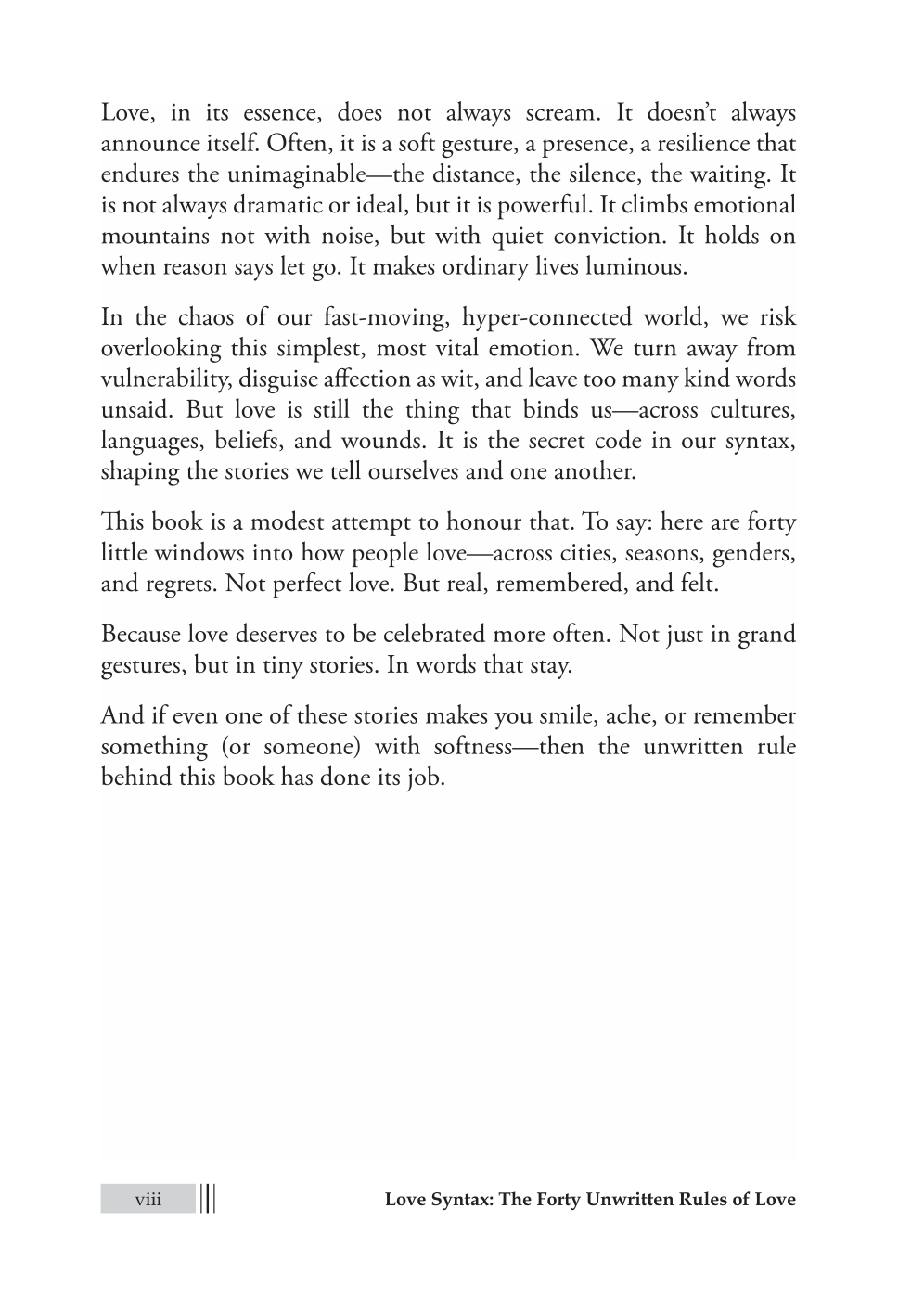 Love Syntax: The Forty Unwritten Rules of Love